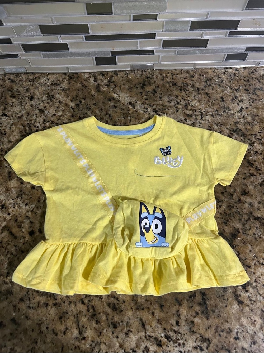 Yellow Peplum Graphic Kids Top